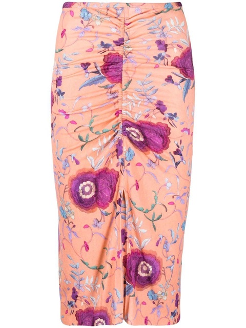 Isabel Marant ruched floral-print pencil skirt - Pink - zdjęcie produktu nr 1