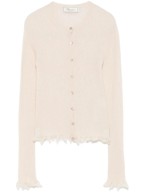 Blumarine ruffled-trim cardigan - Neutrals - zdjęcie produktu nr 1