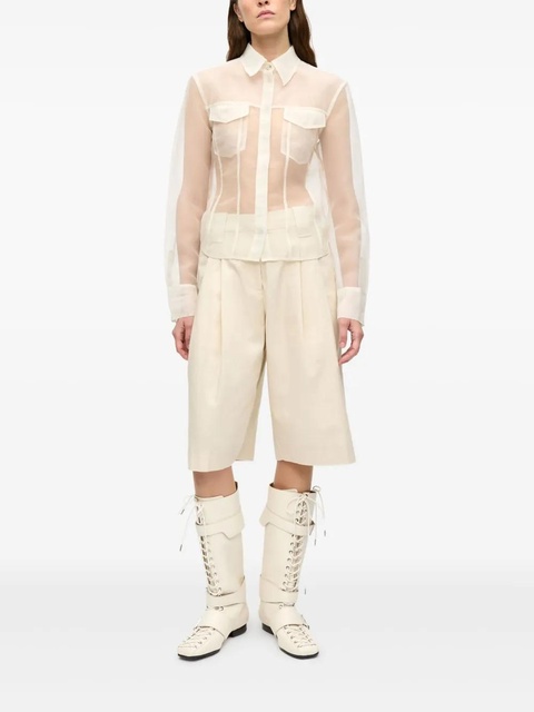 GANNI pleat-detail shorts - Neutrals - zdjęcie produktu nr 2
