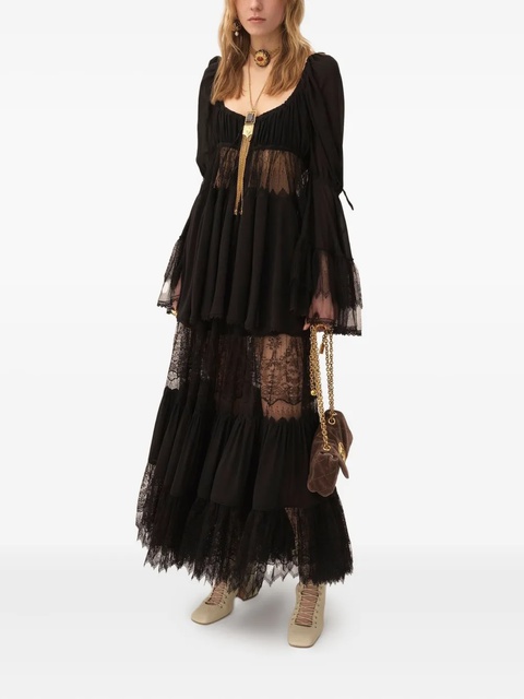 Chloé scoop-neck puff-sleeve blouse - Black - zdjęcie produktu nr 1