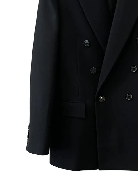 Saint Laurent Cassandre double-breasted wool gabardine blazer - Black - zdjęcie produktu nr 2