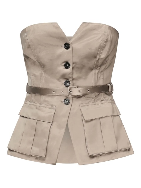 Self-Portrait button-fastening belted top - Brown - zdjęcie produktu nr 1
