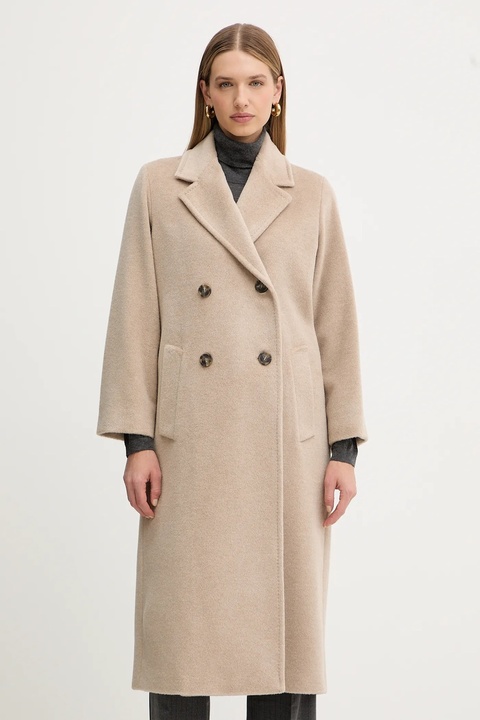 Weekend Max Mara płaszcz z dodatkiem wełny ZUFOLO kolor beżowy 2525016092600 - zdjęcie produktu nr 1