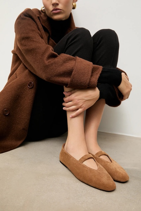 Answear.LAB baleriny zamszowe kolor beżowy - zdjęcie produktu nr 2