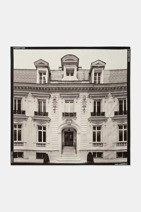 Karl Lagerfeld chusta jedwabna RSG MAISON damska kolor czarny wzorzysta A4W33138 - zdjęcie produktu nr 1