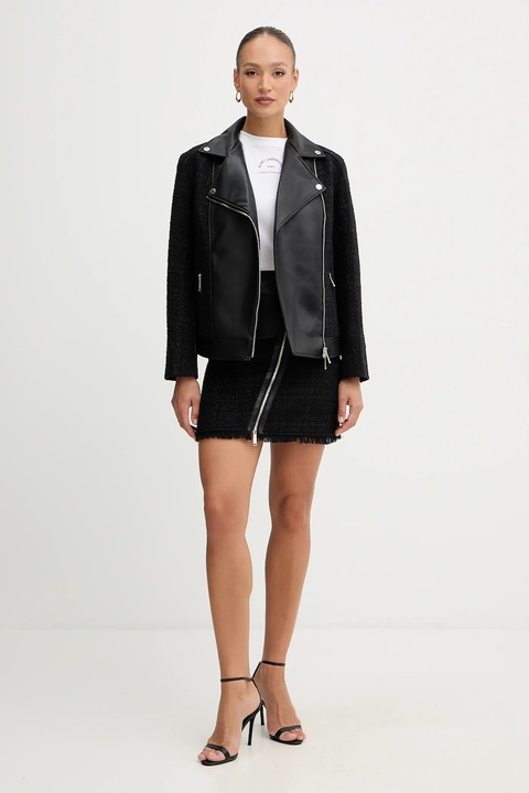 Karl Lagerfeld kurtka z dodatkiem wełny kolor czarny przejściowa B1W14001 - zdjęcie produktu nr 1