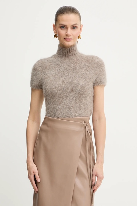 Marciano Guess sweter z dodatkiem alpaki AGNES damski kolor brązowy z półgolfem 5BGR10 5794Z - zdjęcie produktu nr 1