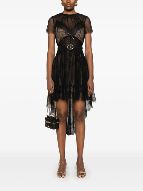 Self-Portrait dot-pattern mesh mini dress - Black - zdjęcie produktu nr 2