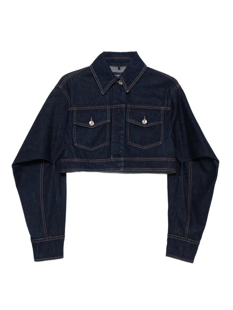 Sportmax curved-sleeve denim jacket - Blue - zdjęcie produktu nr 1