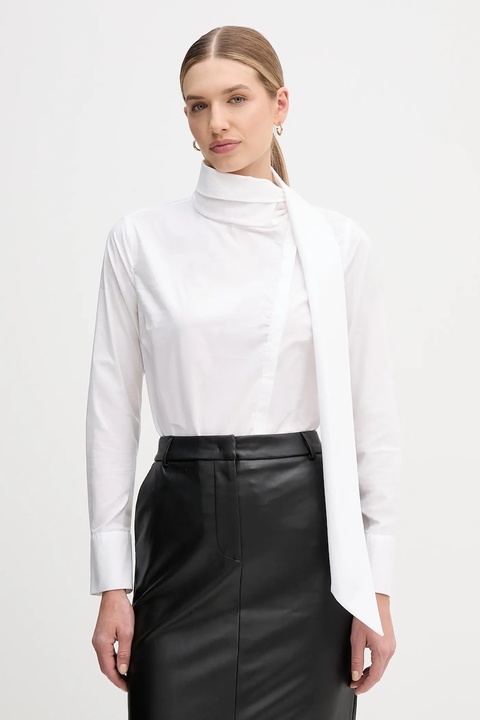 Sandro Ferrone koszula damska kolor biały regular z wiązanym dekoltem S7YBFMOSCA - zdjęcie produktu nr 1