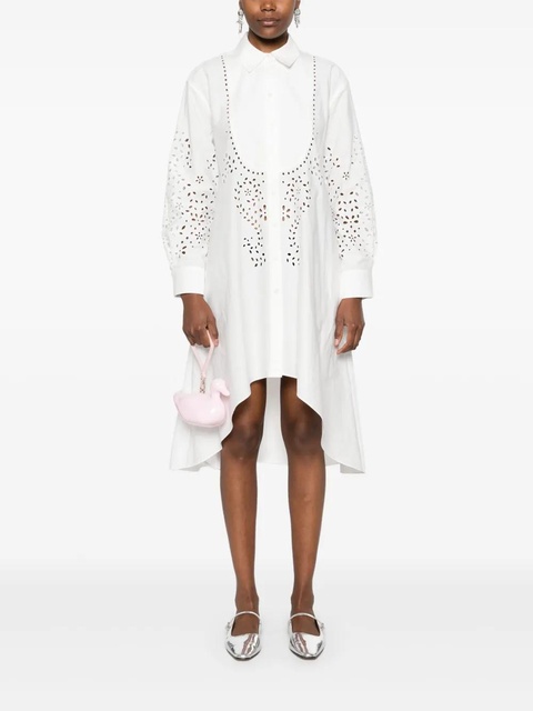 Self-Portrait cotton embroidered shirt dress - White - zdjęcie produktu nr 2
