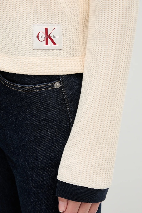 Calvin Klein Jeans longsleeve kolor beżowy LV047D225G - zdjęcie produktu nr 2