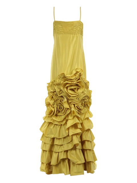Valentino Garavani pleated rose-embellished midi dress - Yellow - zdjęcie produktu nr 1