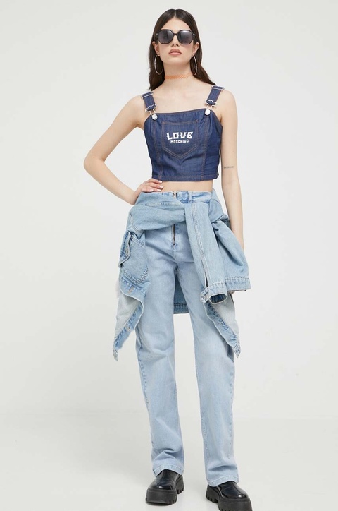 Love Moschino bluza kolor granatowy - zdjęcie produktu nr 2