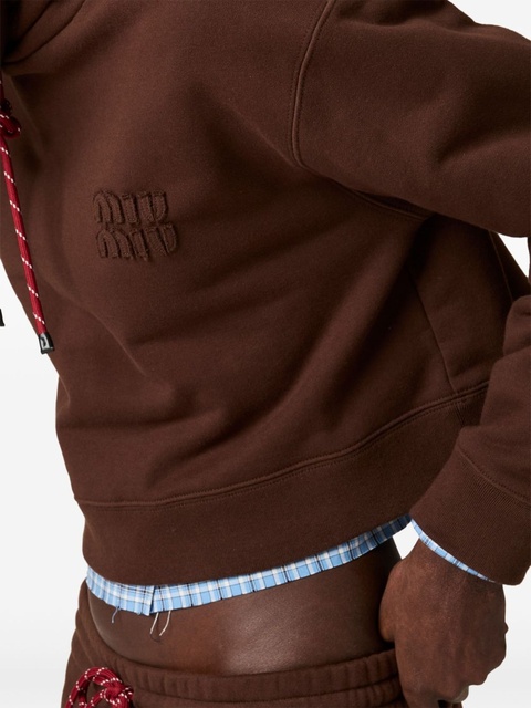 Miu Miu cotton fleece hoodie - Brown - zdjęcie produktu nr 2