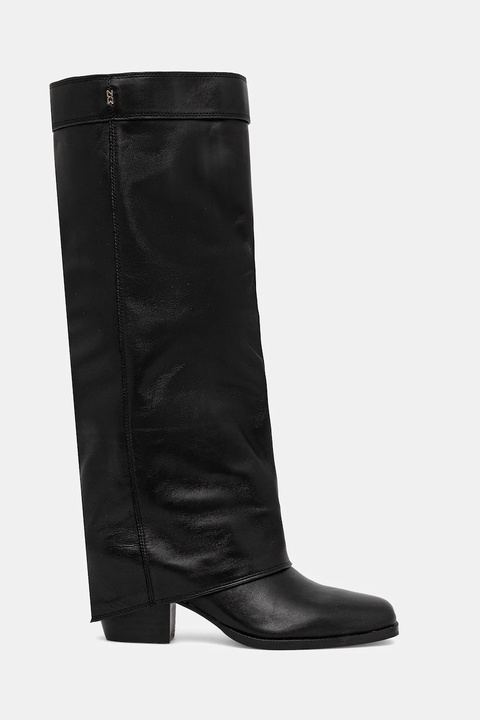 Nokwol kozaki skórzane Weather Black Leather damskie kolor czarny na słupku Weather Black Leather - zdjęcie produktu nr 2