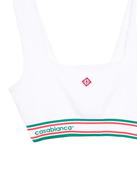 Casablanca logo-stripe square-neck top - White - zdjęcie produktu nr 2