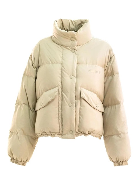 Miu Miu quilted high-neck jacket - Neutrals - zdjęcie produktu nr 1