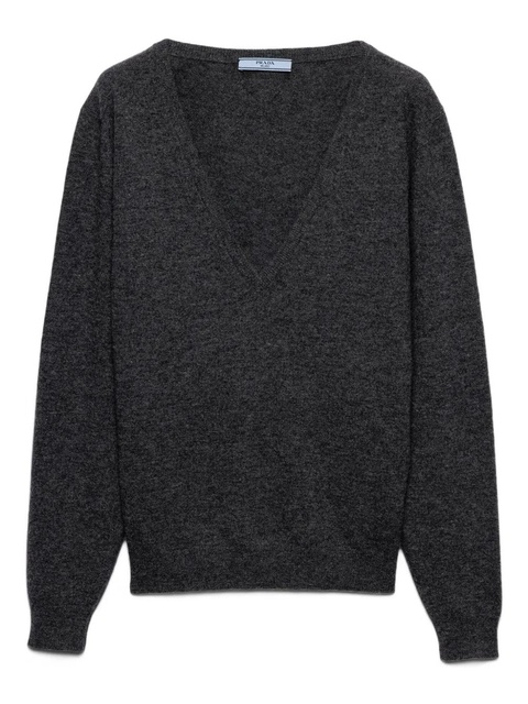 Prada raglan-sleeve V-neck sweater - Grey - zdjęcie produktu nr 1