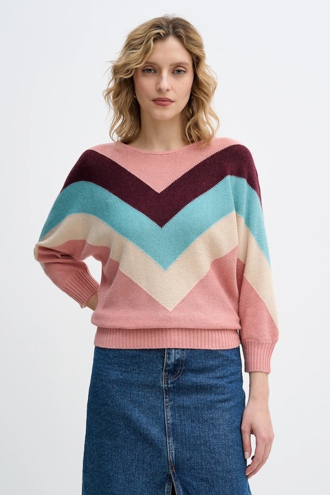 United Colors of Benetton sweter z dodatkiem wełny x Stranger Things damski kolor różowy lekki 1VUDE10EP - zdjęcie produktu nr 1