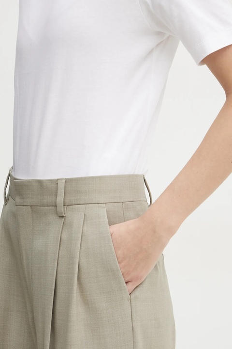 Filippa K spodnie wełniane kolor beżowy proste high waist 29582 - zdjęcie produktu nr 2