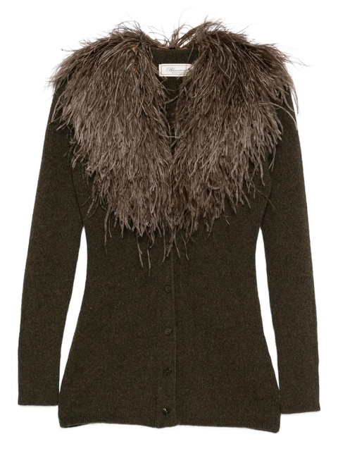 Blumarine feather-trimmed wool cardigan - Green - zdjęcie produktu nr 1