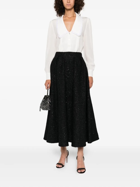 Alessandra Rich lace-trimmed collared blouse - White - zdjęcie produktu nr 1