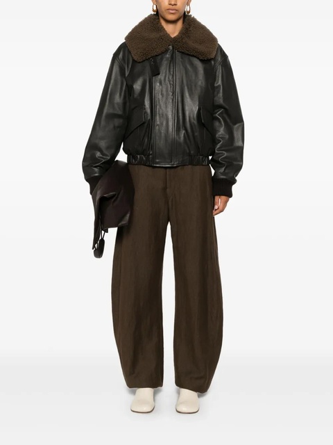 LEMAIRE shearling collar leather jacket - Brown - zdjęcie produktu nr 2