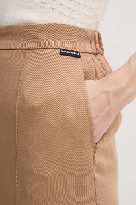 Karl Lagerfeld spodnie damskie kolor beżowy proste high waist A1W10070 - zdjęcie produktu nr 2