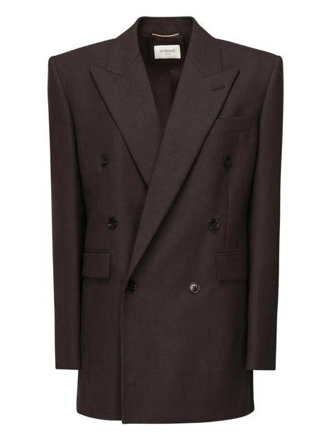 Saint Laurent double-breasted padded-shoulder jacket - Brown - zdjęcie produktu nr 1
