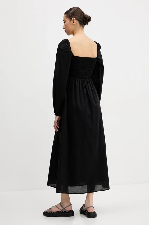 Tommy Jeans sukienka bawełniana kolor czarny midi rozkloszowana DW0DW21335 - zdjęcie produktu nr 2