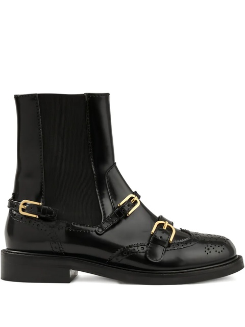 SANDRO buckle-detail brogue combat boots - Black - zdjęcie produktu nr 1
