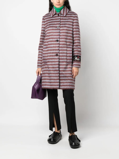 Marni brushed striped single-breasted coat - Red - zdjęcie produktu nr 2