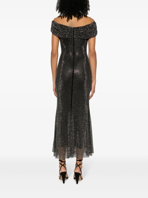 Self-Portrait crystal-embellished off-shoulder maxi dress - Black - zdjęcie produktu nr 2