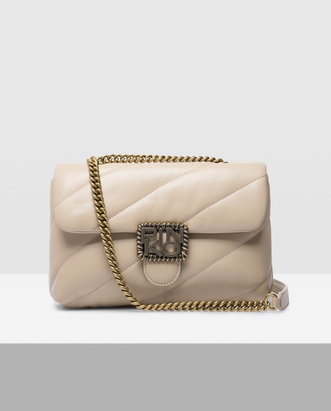 PINKO - Beżowa torebka Love Classic Puff Jewel - zdjęcie produktu nr 1