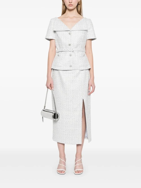Self-Portrait bouclé midi dress - Blue - zdjęcie produktu nr 2