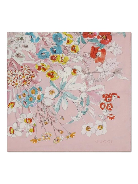 Gucci floral-print silk scarf - Pink - zdjęcie produktu nr 1