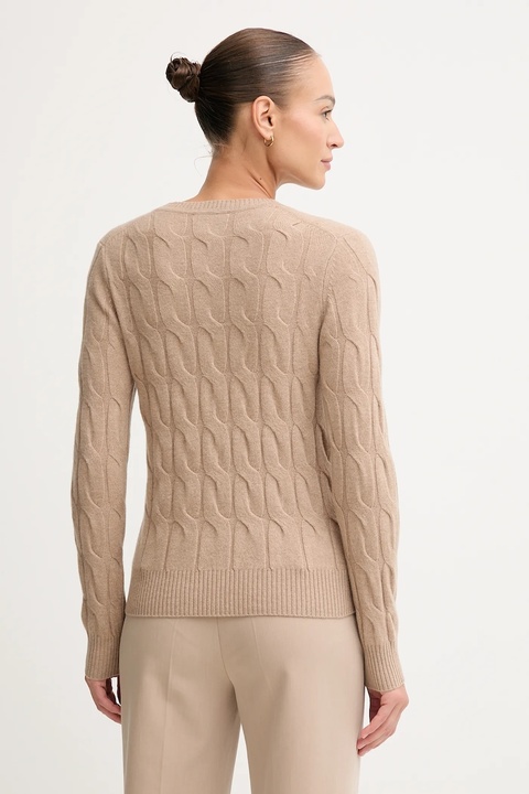 Tommy Hilfiger sweter wełniany damski kolor beżowy lekki WW0WW43586 - zdjęcie produktu nr 2