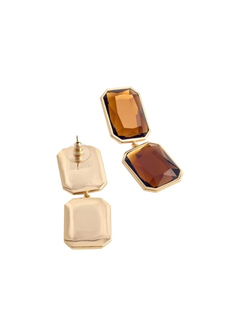 Self-Portrait tiered amber-crystals earrings - Orange - zdjęcie produktu nr 2
