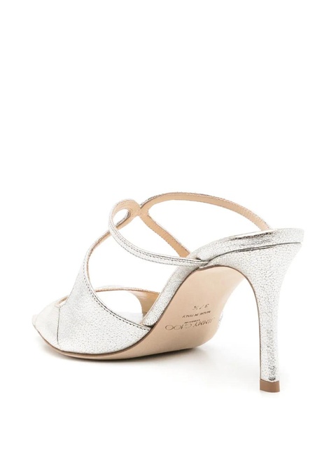 Jimmy Choo Anise 75mm metallic leather mules - Silver - zdjęcie produktu nr 2