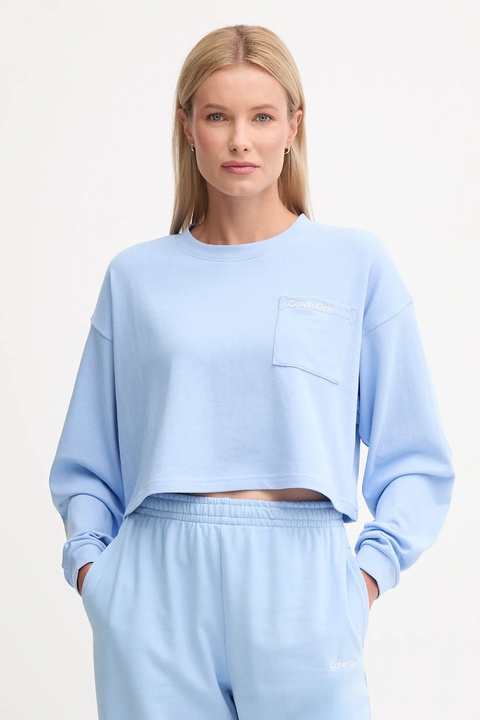 Calvin Klein Underwear bluza bawełniana damska kolor niebieski gładka LV00QS7516 - zdjęcie produktu nr 1