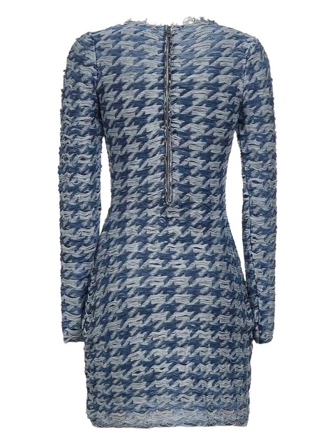 Diesel frayed-houndstooth mini dress - Blue - zdjęcie produktu nr 2