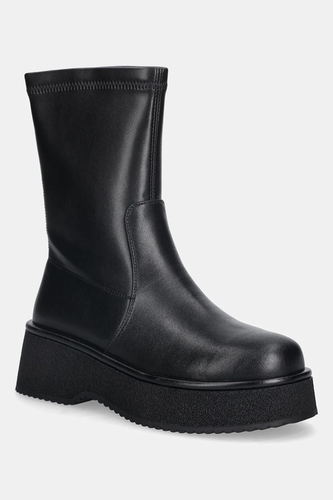 GOE botki skórzane damskie kolor czarny na platformie lekko ocieplone SS2N4142 BLACK - zdjęcie produktu nr 1