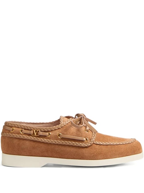 Valentino Garavani palm avenue braided-edge boat shoes - Brown - zdjęcie produktu nr 1