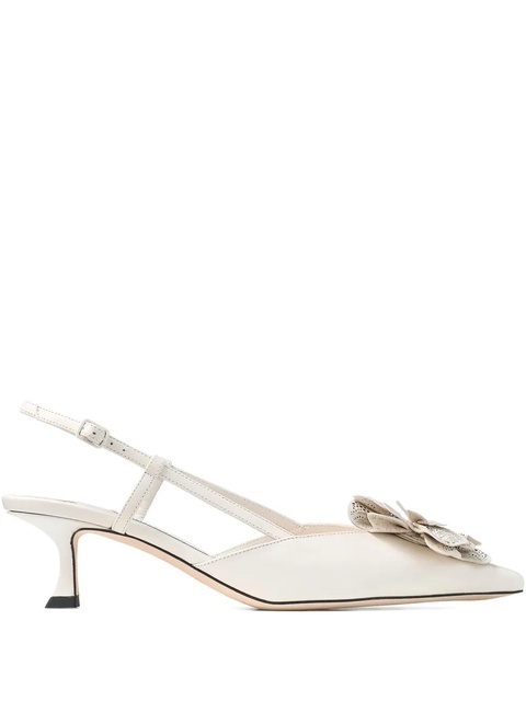 Jimmy Choo 50mm Mimmi flower sling back pumps - White - zdjęcie produktu nr 1