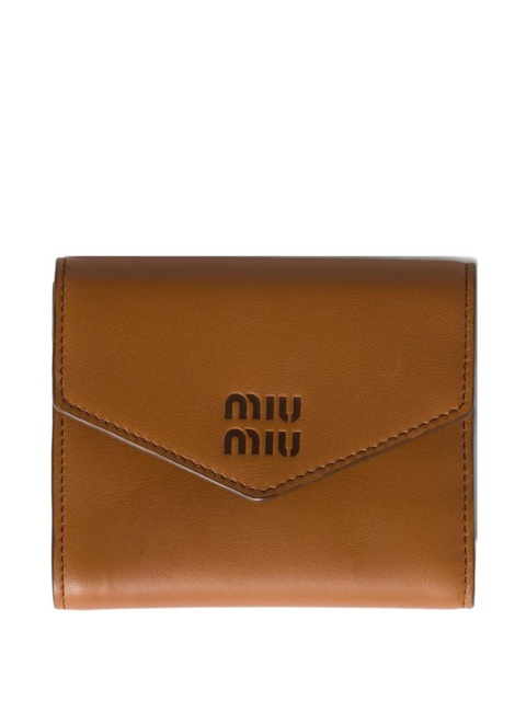 Miu Miu debossed-logo leather wallet - Brown - zdjęcie produktu nr 1