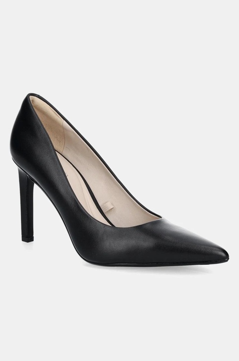 Calvin Klein szpilki skórzane HEEL PUMP 90 - LTH kolor czarny HW0HW02336 - zdjęcie produktu nr 1