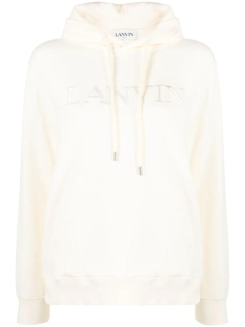 Lanvin logo-embroidered fleece hoodie - Neutrals - zdjęcie produktu nr 1