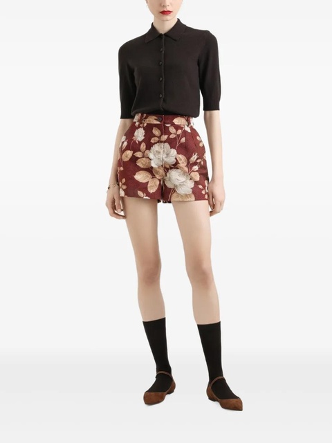 Dolce & Gabbana rose-print brocade shorts - Red - zdjęcie produktu nr 1