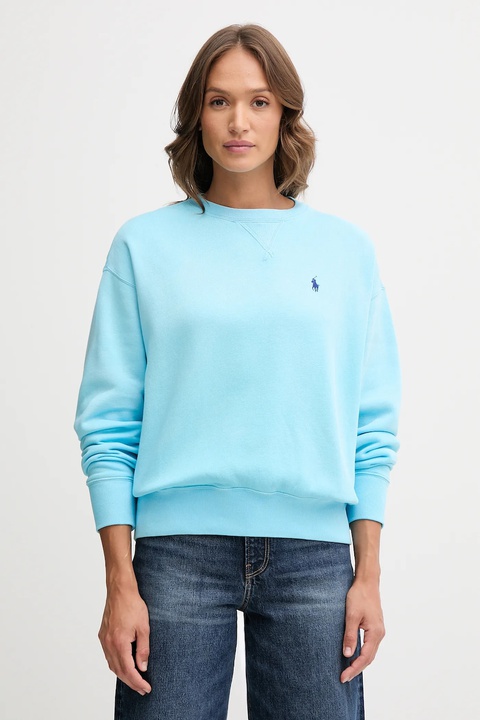 Polo Ralph Lauren bluza bawełniana damska kolor turkusowy gładka 211972697 - zdjęcie produktu nr 1